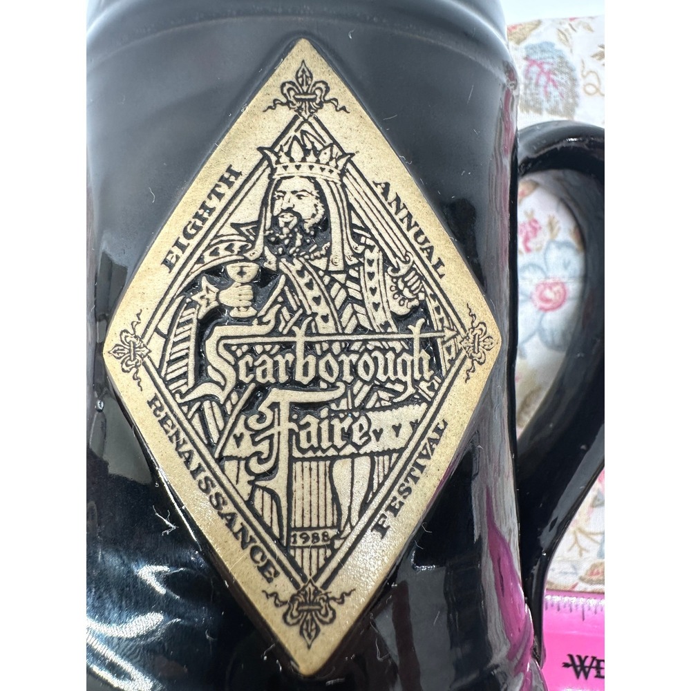Vintage 1988 Deenen Scarborough Faire Renaissance Festival Black Beer Stein - Picture 2 of 7